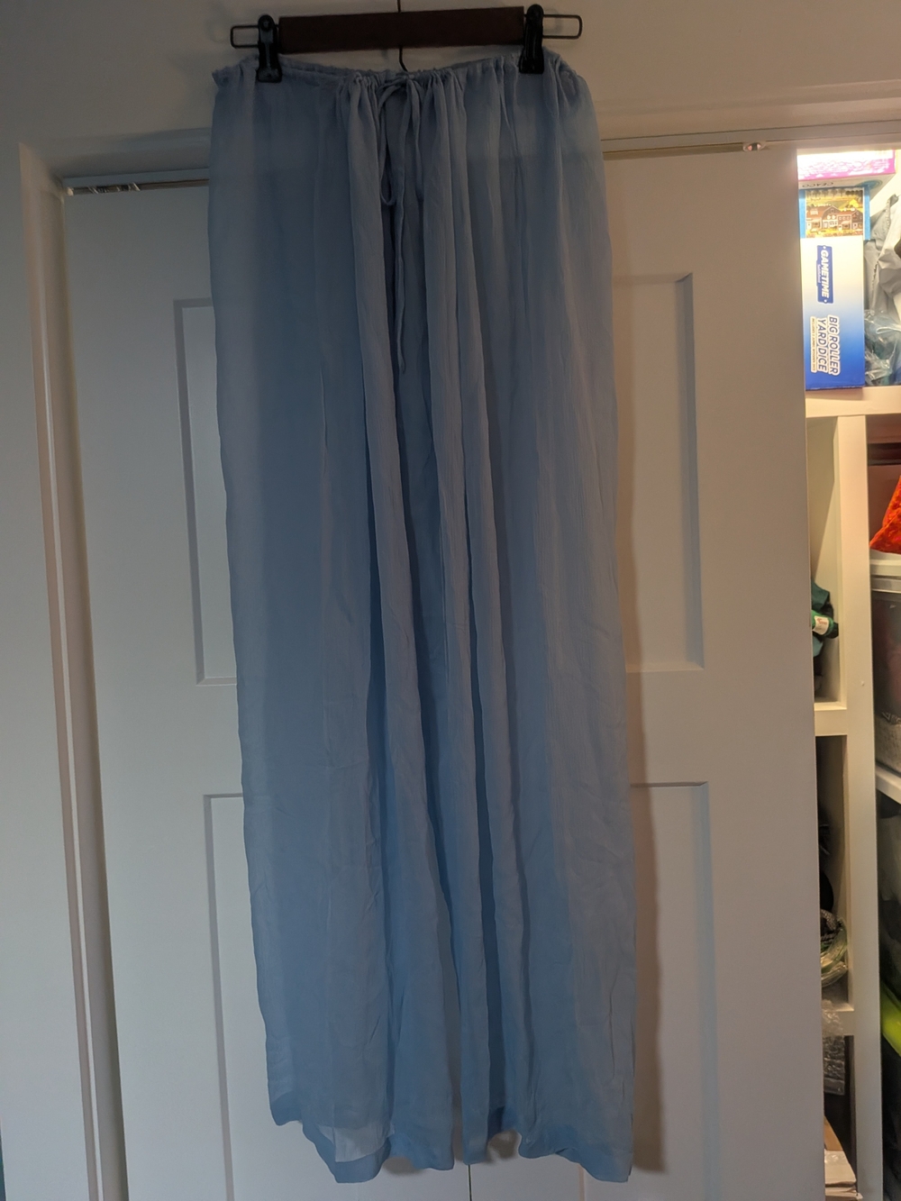 Skims Sky Crinkle Silk Cover Ups Size 2XL Iris Blue NWT Sheer Drawstring Waist